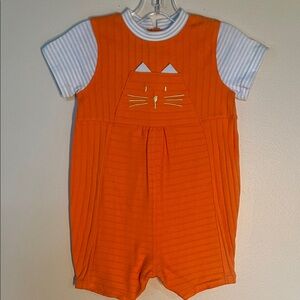 NWT Orange Cat Face Baby Romper